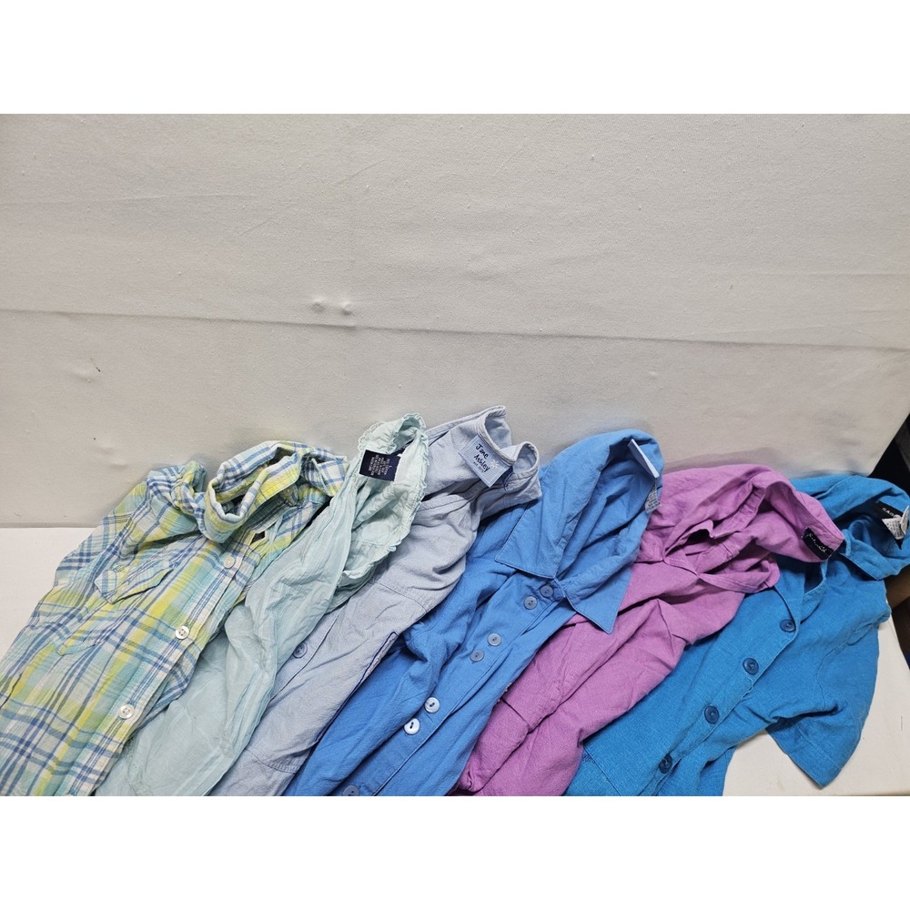 Lot of 7 VTG Y2K Women Short Sleeve Top Plaid Floral Cottagecore Coastal Prairie